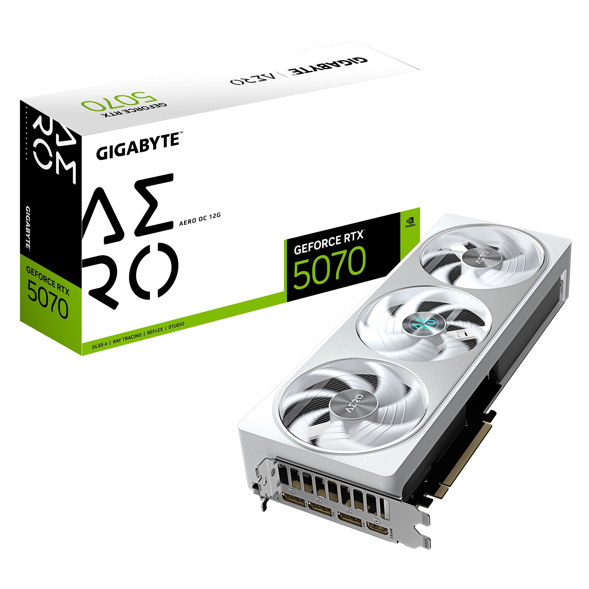 Gigabyte GeForce RTX 5070 AERO OC 12G, 2625 MHz, CUDA  6144, 128 Gbps, GDDR7,192 bit, PCI-E 5.0, P[SU 750W, DisplayPort 2.1b *3 HDMI 2.1b *1 Gigabyte GeForce RTX 5070 AERO OC 12G, 2625 MHz, CUDA  6144, 128 Gbps, GDDR7,192 bit, PCI-E 5.0, P[SU 750W, DisplayPort 2.1b *3 HDMI 2.1b *1